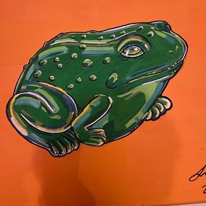 12”x20” frog painting acrylic on wood
